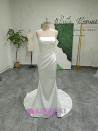 Simple beaded straps wedding dress