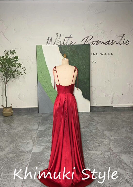 Spaghetti Strap Red Prom Dress