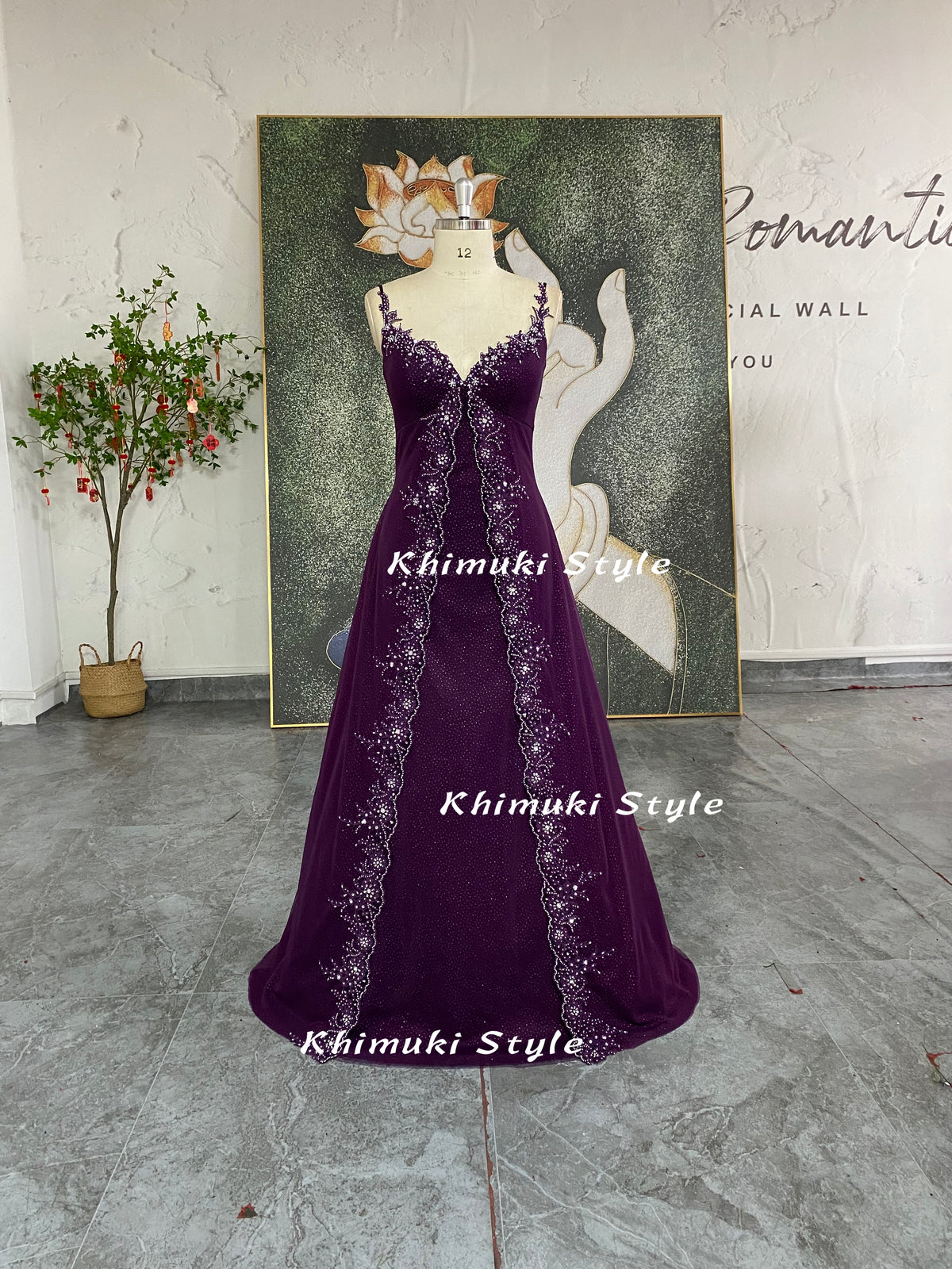 Full Length Vintage Sparkle Purple Prom Gown – KhimukiStyle