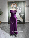  Square Neckline Purple Prom Dress