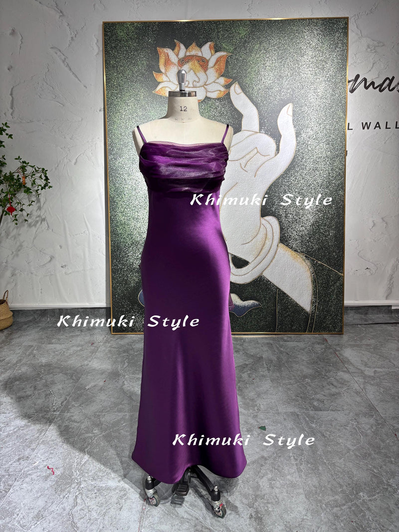  Square Neckline Purple Prom Dress