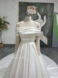 Straight Neckline Ivory Bridal Dress