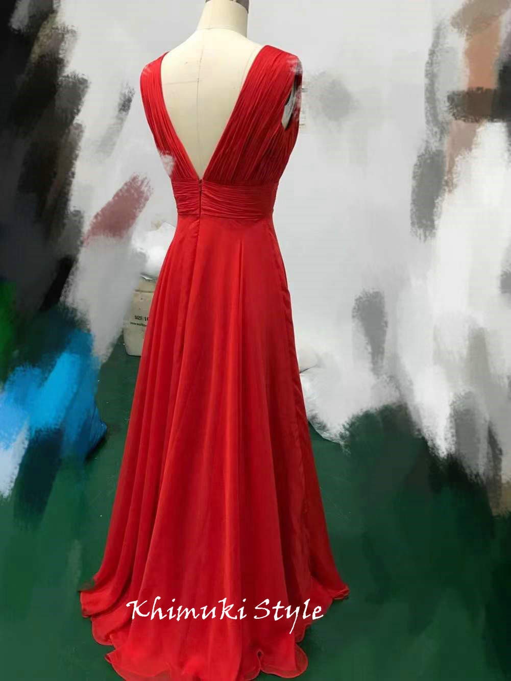V-back Red Party Dress