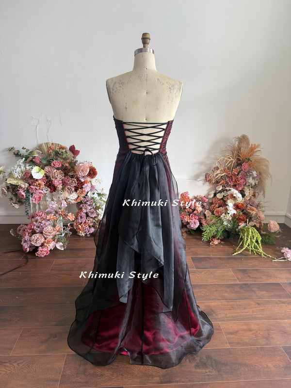 Vintage Black and Red Prom Dress