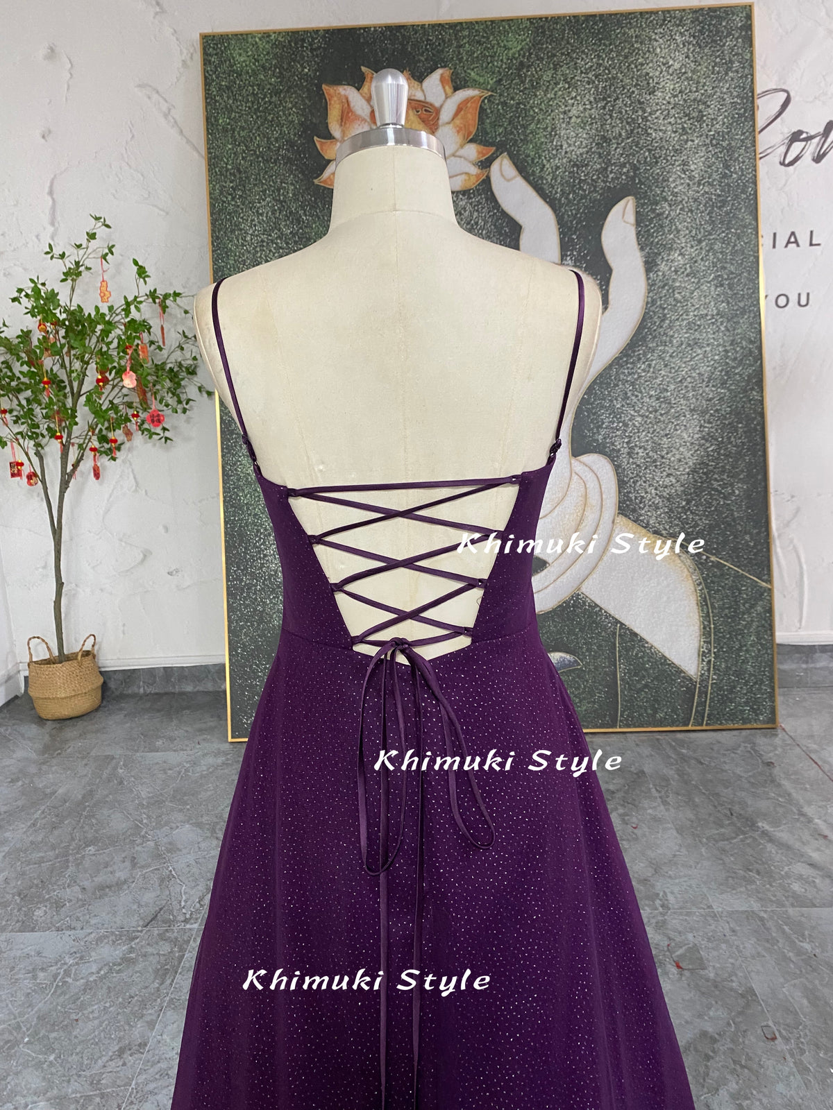 Full Length Vintage Sparkle Purple Prom Gown