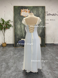 Beaded Square Neckline Prom Dress,Vintage Butterfly Sleeve Plus Size Party Dress