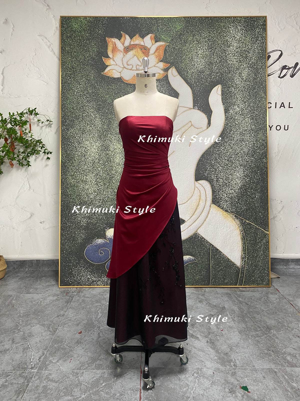 2000s Vintage Sparkle Prom Dress,Dark Red Party Dress