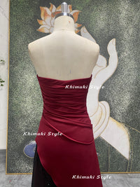 2000s Vintage Sparkle Prom Dress,Dark Red Party Dress