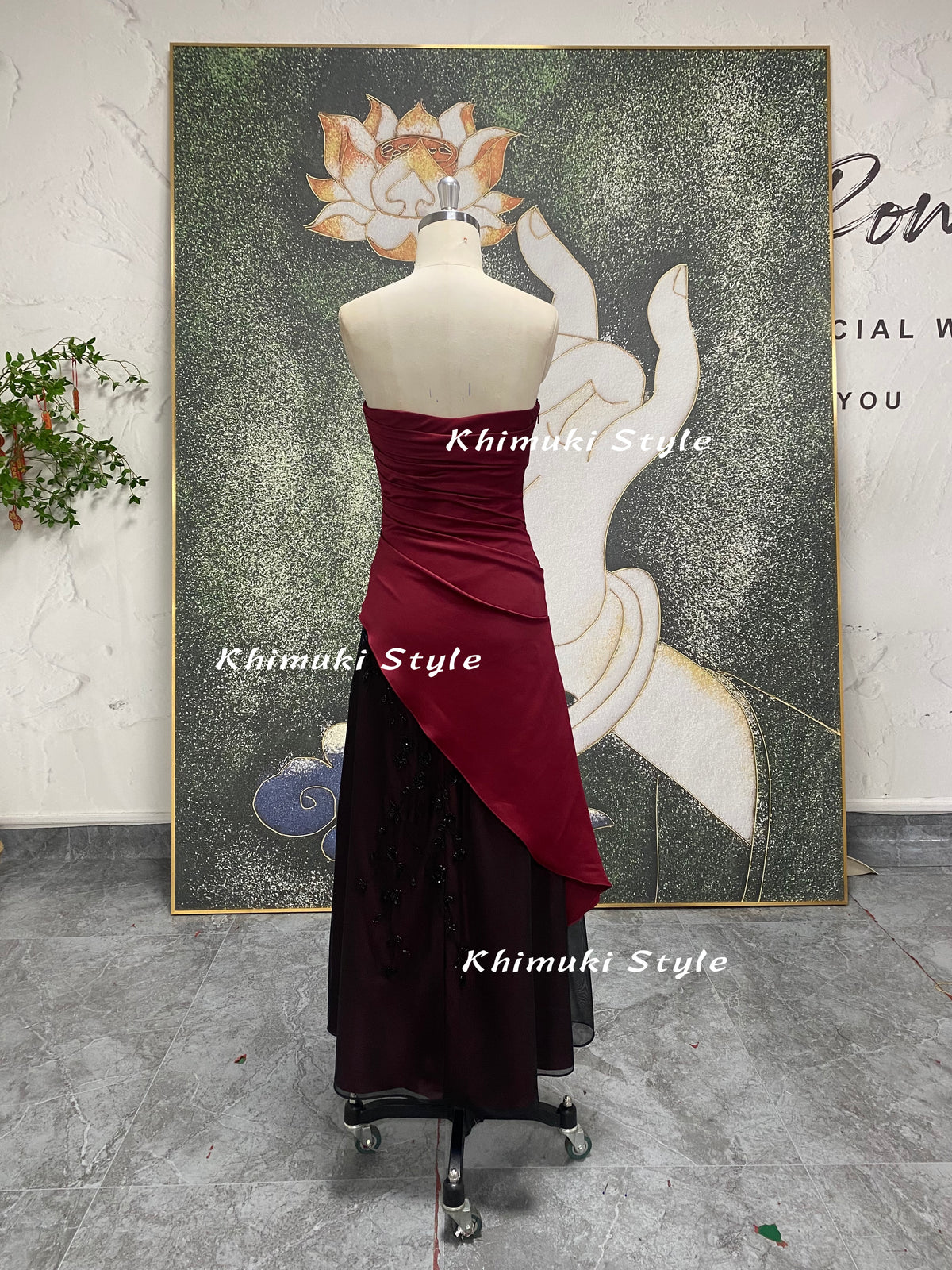 2000s Vintage Sparkle Prom Dress,Dark Red Party Dress