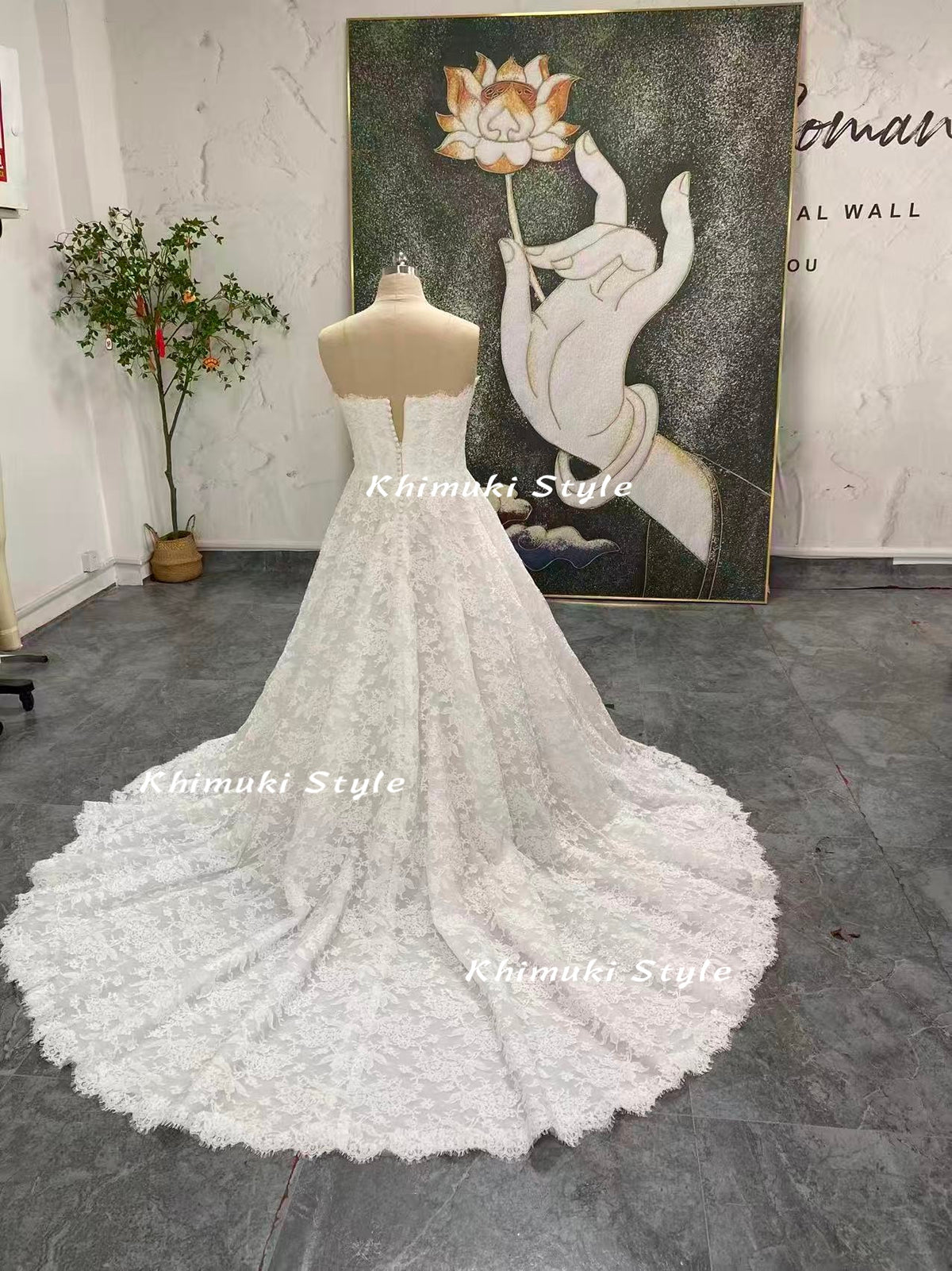 a line lace wedding dress