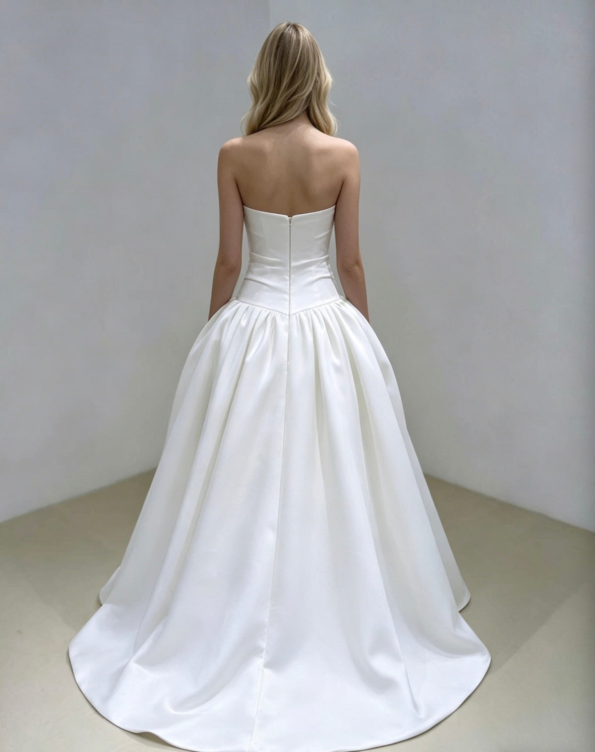 ball gown basque waist ivory satin wedding dress
