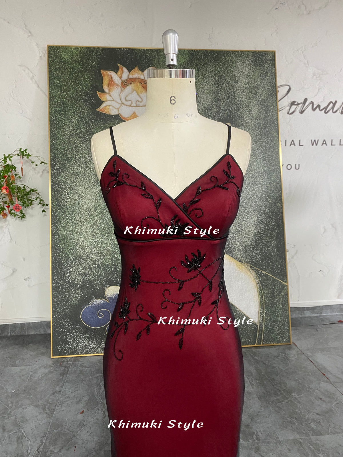 beaded red prom dress