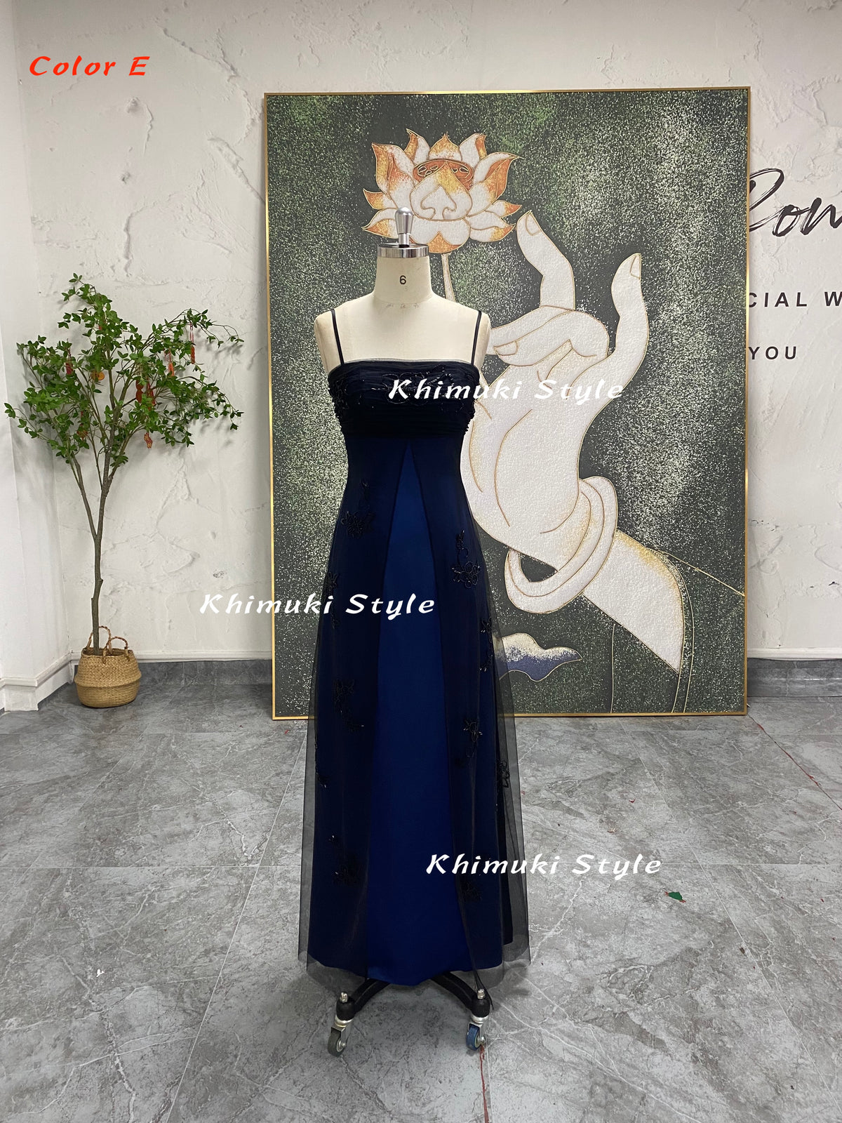 black and blue vintage prom dress