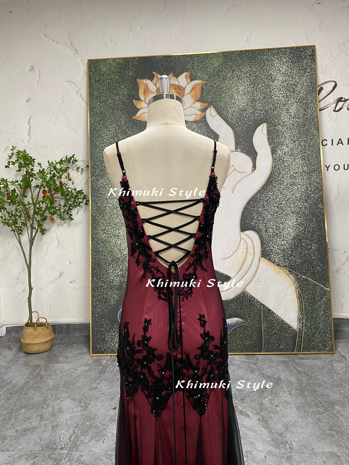 black and dusty pink dress