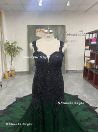 black and green wedding dress