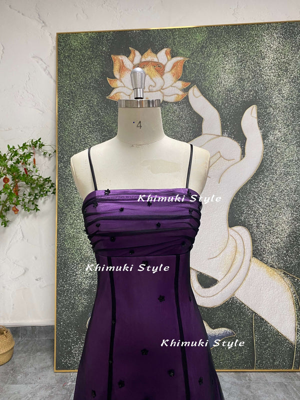 black and purple 90s party dress