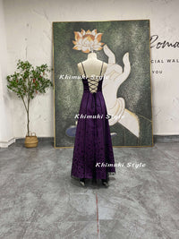 black and purple 90s prom dress