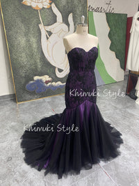 black and purple wedding dress
