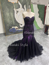 black and purple wedding dress