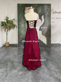 black and red prom dress with detachable bow