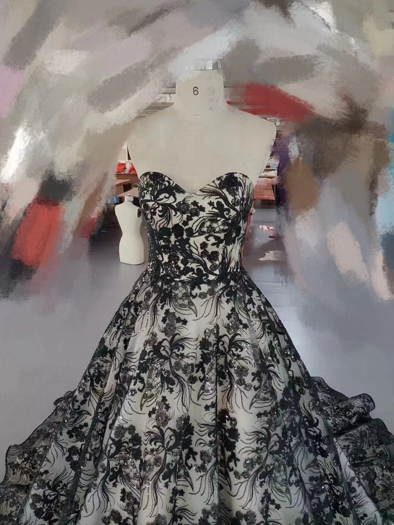 black vintage wedding dress