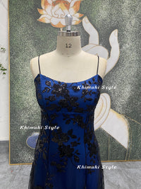 black lace prom gown