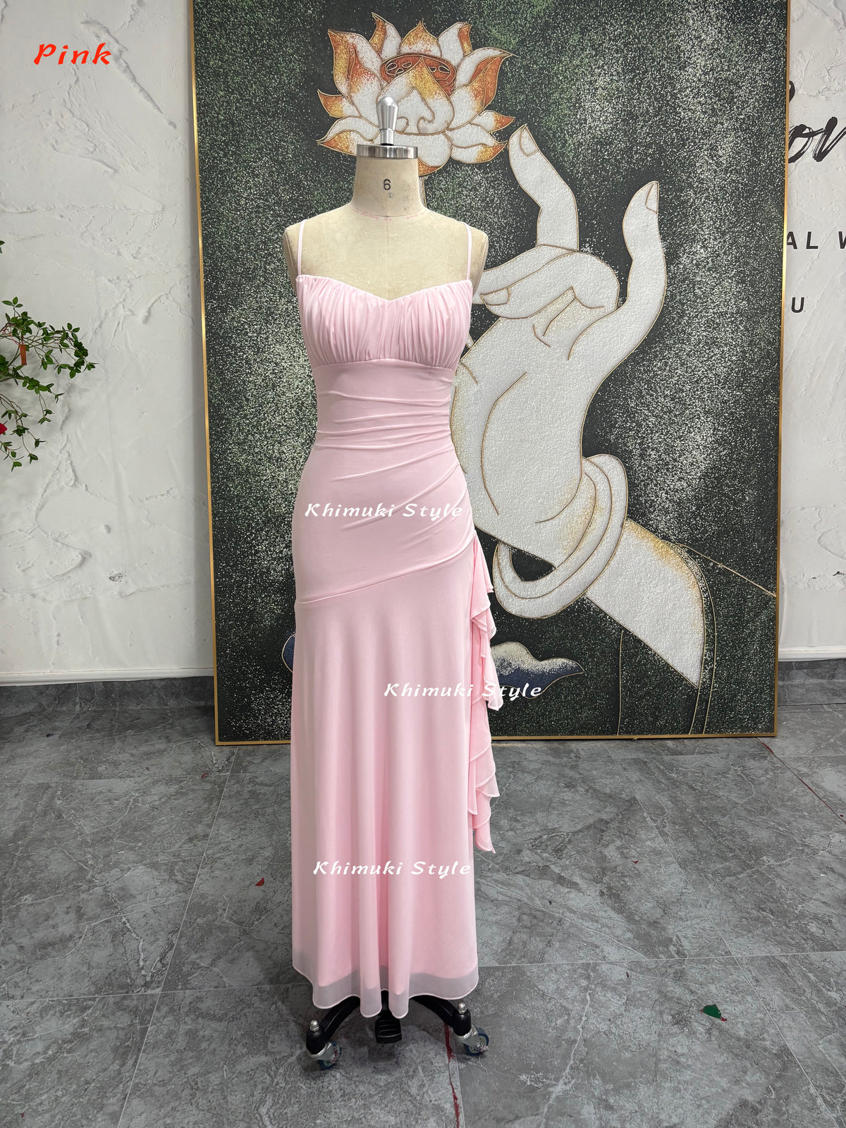 blush pink 90s prom dress