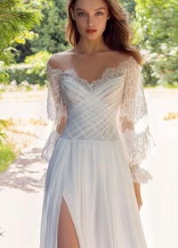 bohemian slit wedding dress