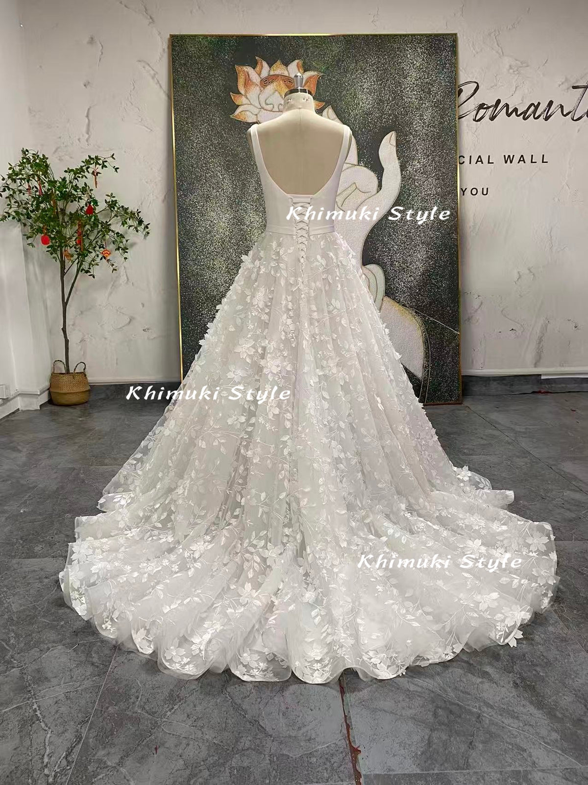 boho lace wedding gown