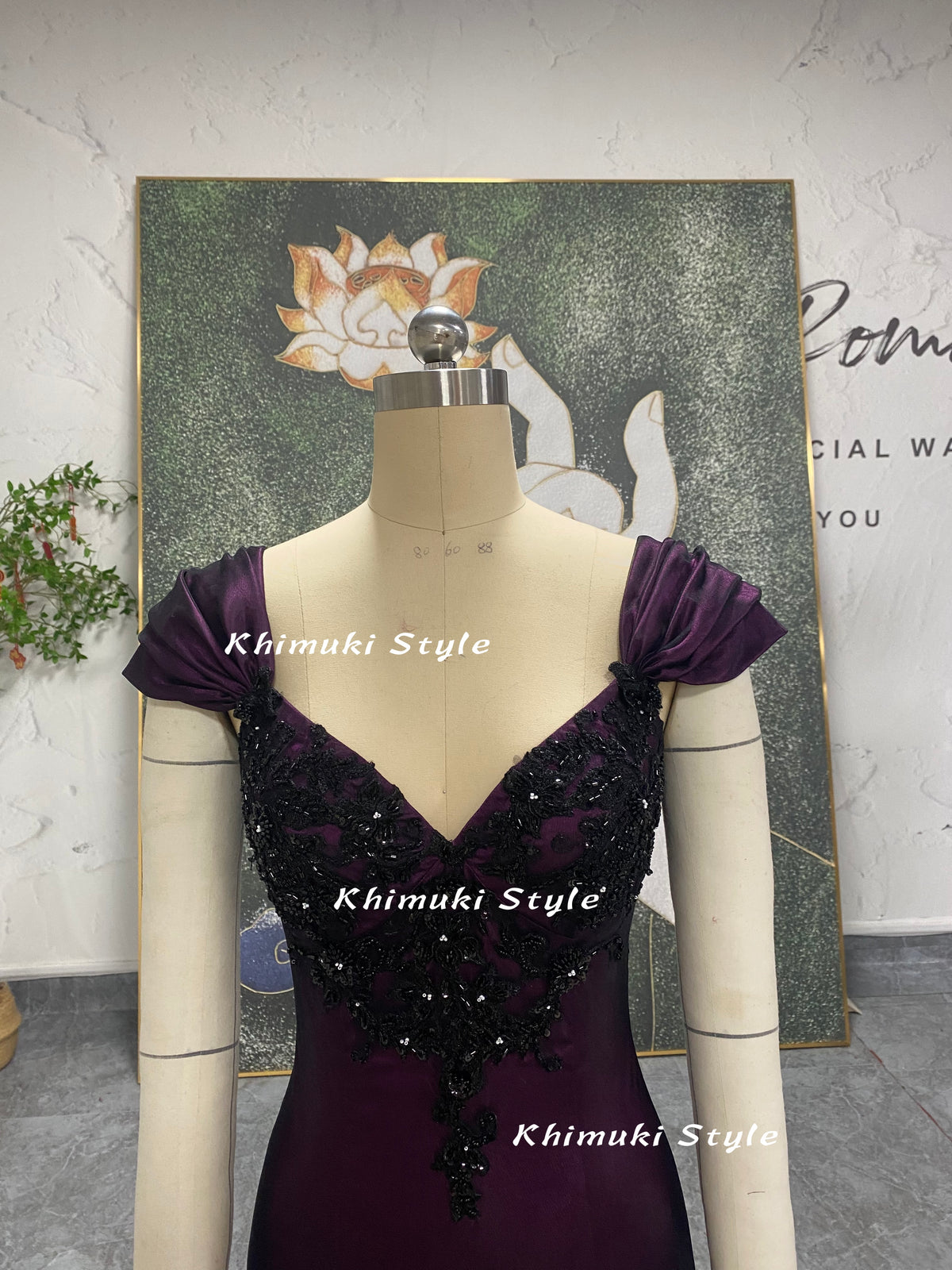 cap sleeve black and purple party dress