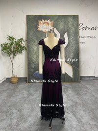 black and purple prom dress