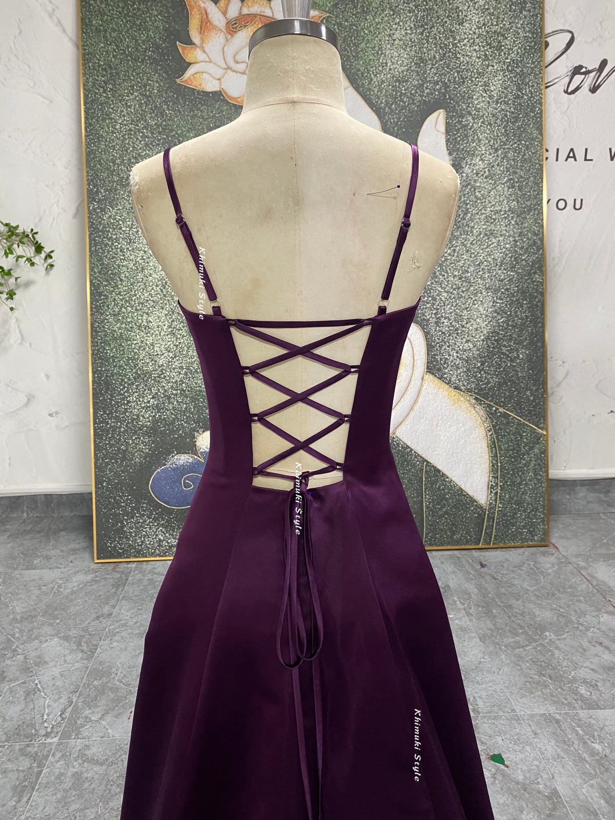 criss cross back prom gown 