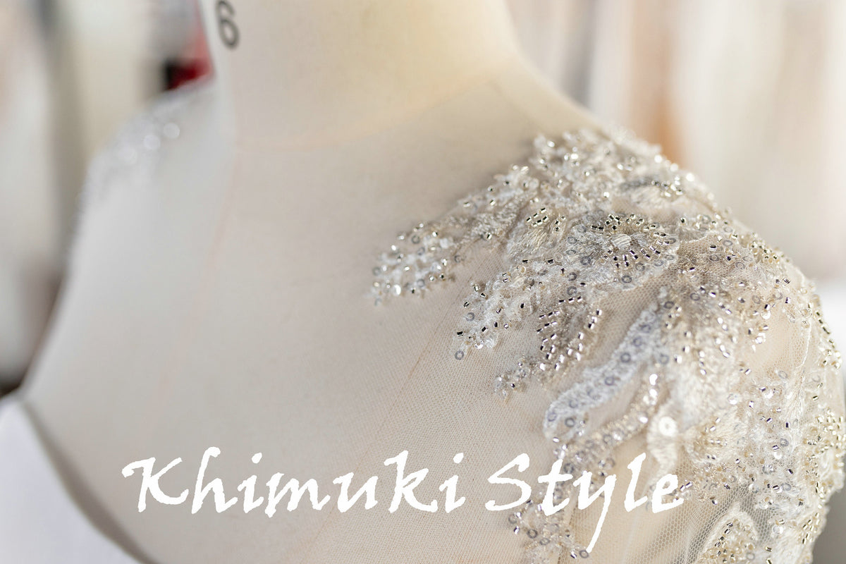 sheer tulle bridal dress