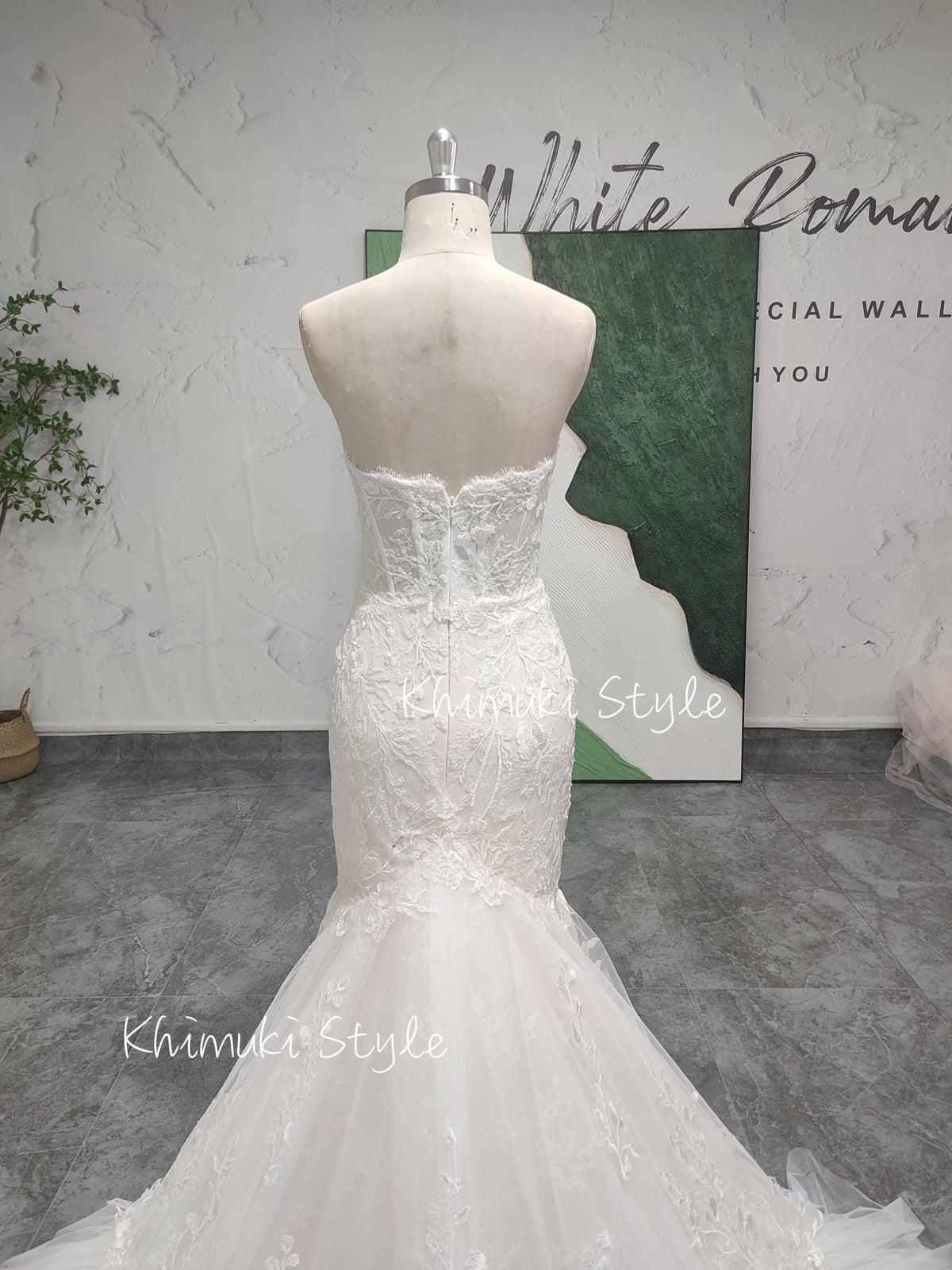 custom floral lace bridal dress