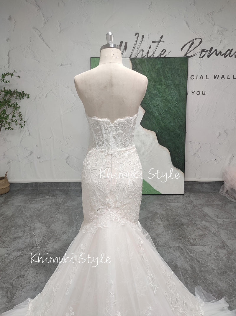custom floral lace bridal dress