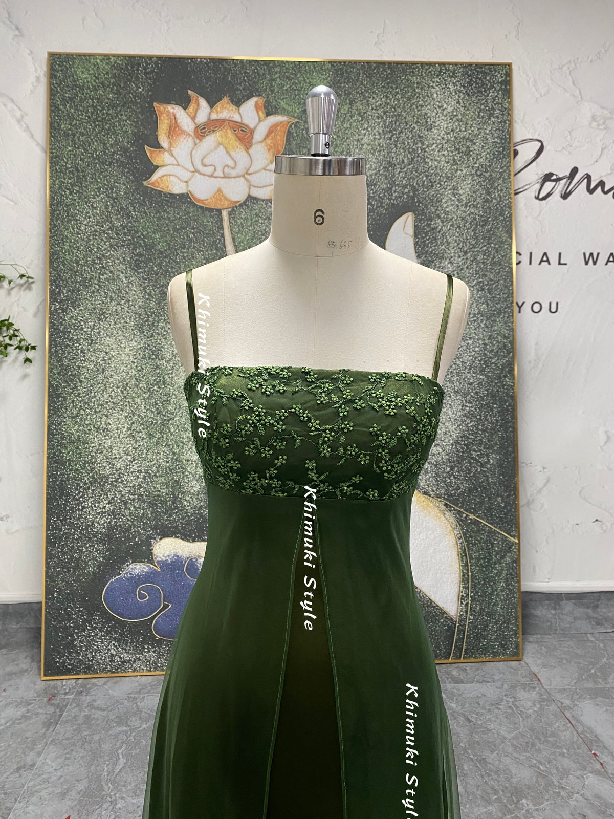 deep green party dress