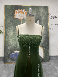 deep green party dress