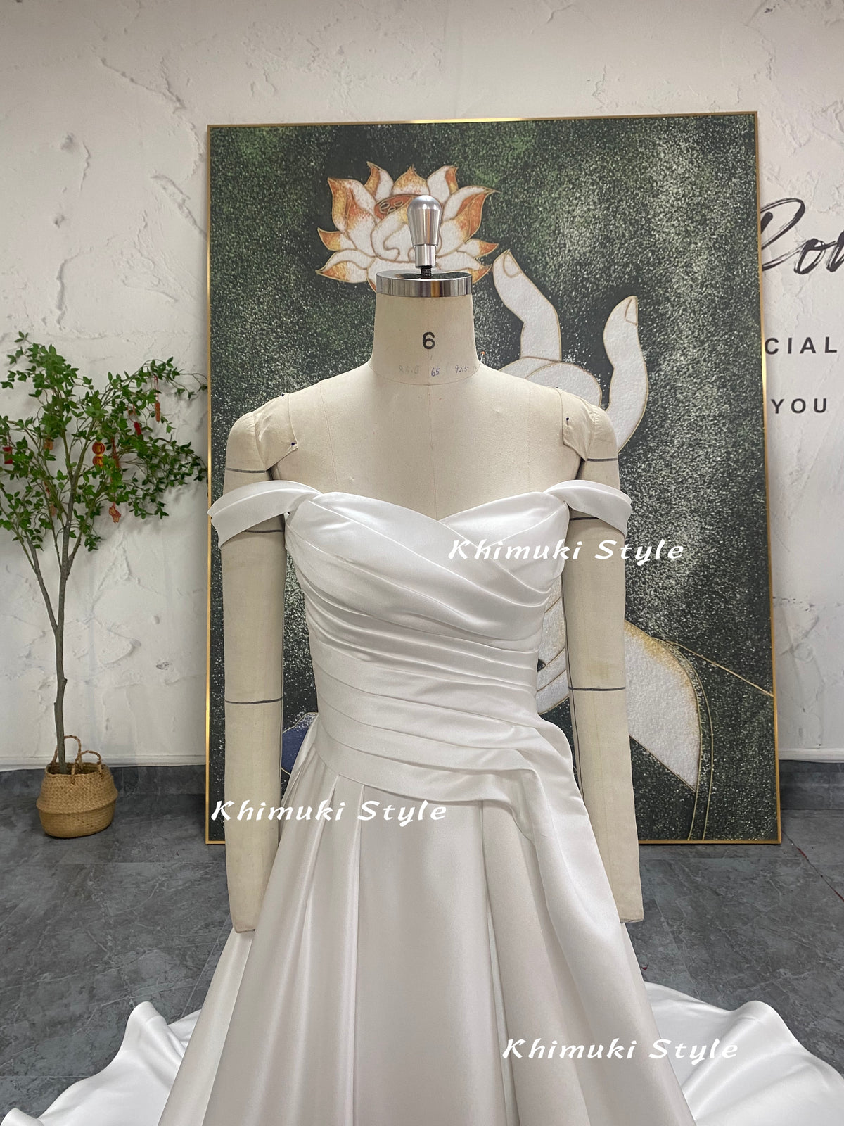 detachable Off the shoulder sleeves wedding dress 