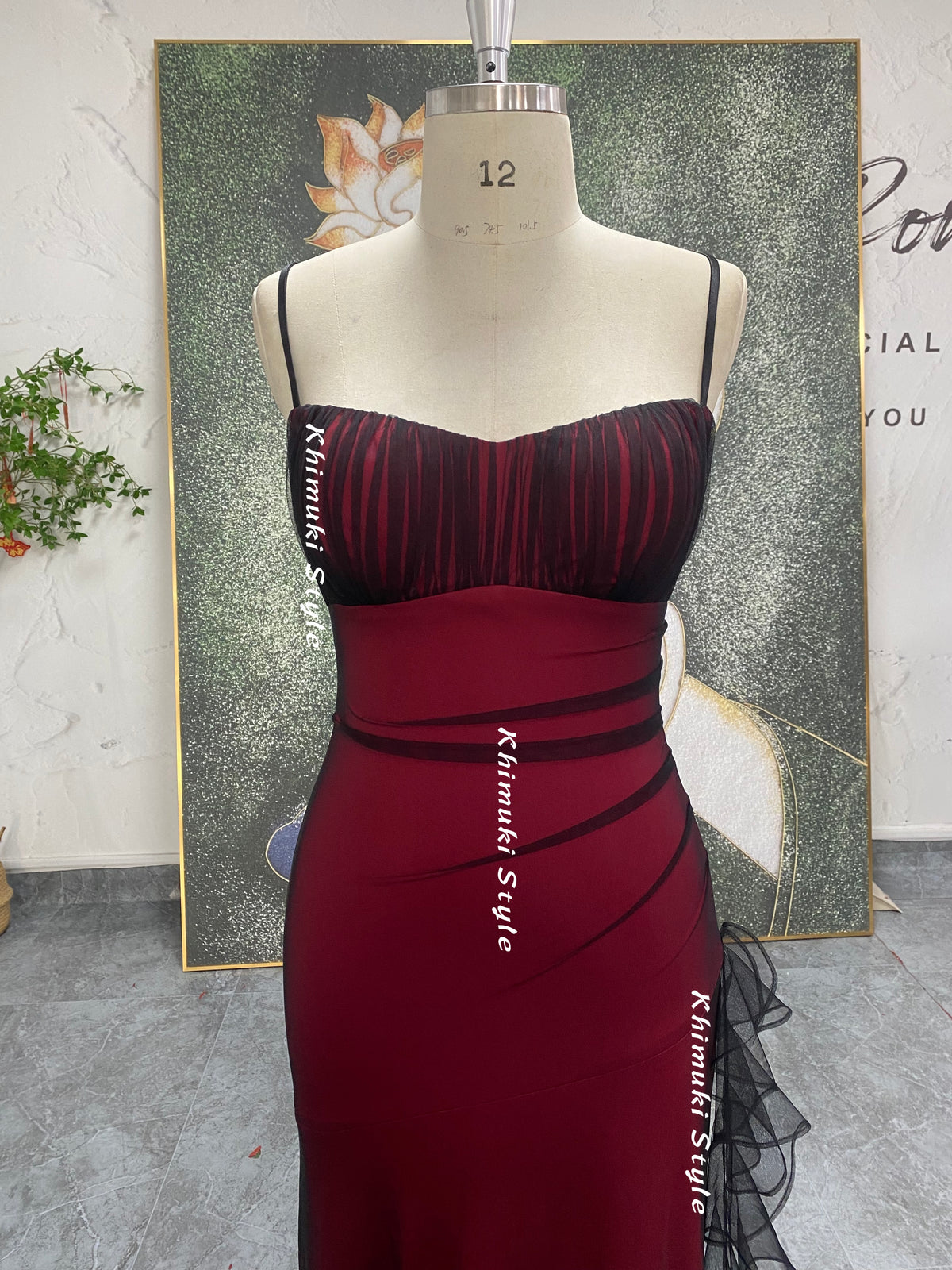 fitted black and red prom dress