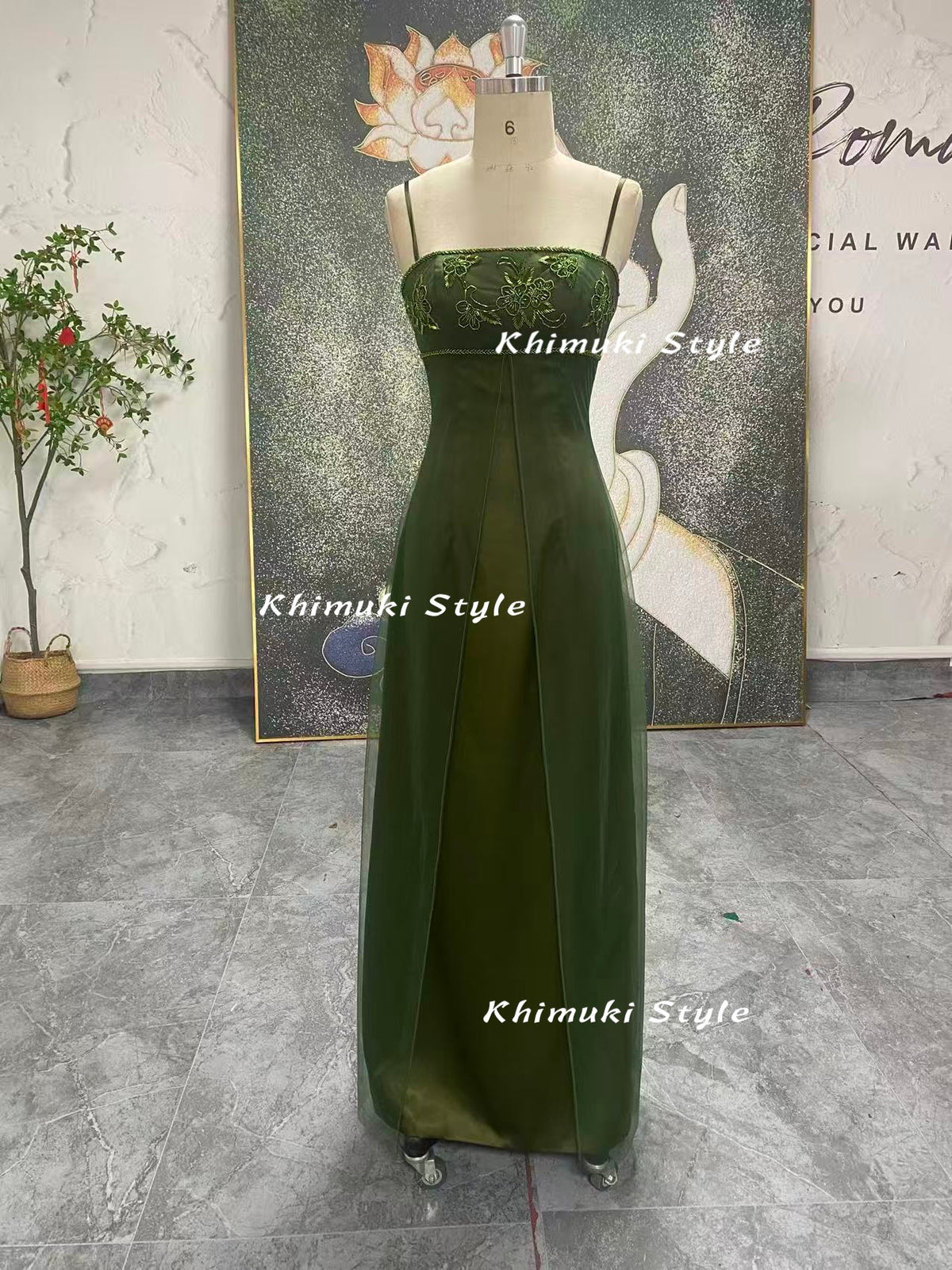 green vintage party dress