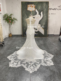 halter neckline lace wedding dress