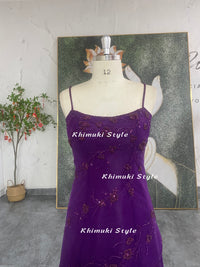 handmade beaded purple prom dress