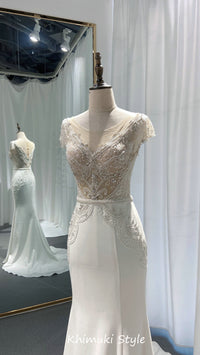 sheer beaded bridal dress