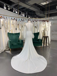 Fitted Sheer Long Sleeve Wedding Dress