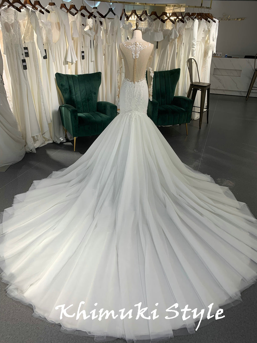 Mermaid Long Sleeve Sheer Lace Wedding Dress