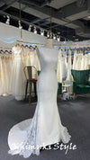 Fit and Flare Boat Neckline Wedding Dress