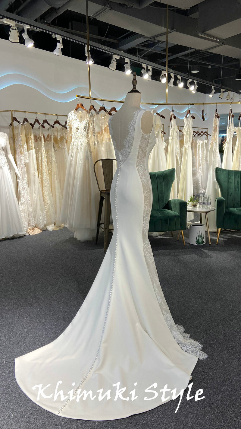 Fit and Flare Boat Neckline Wedding Dress