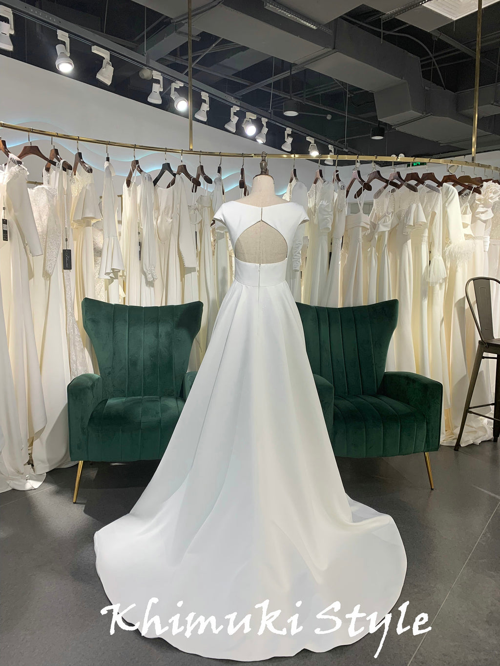 Cap Sleeve Keyhole Back Wedding Dress