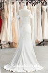 Mermaid Off Shoulder Sleeve Ivory Wedding Dress
