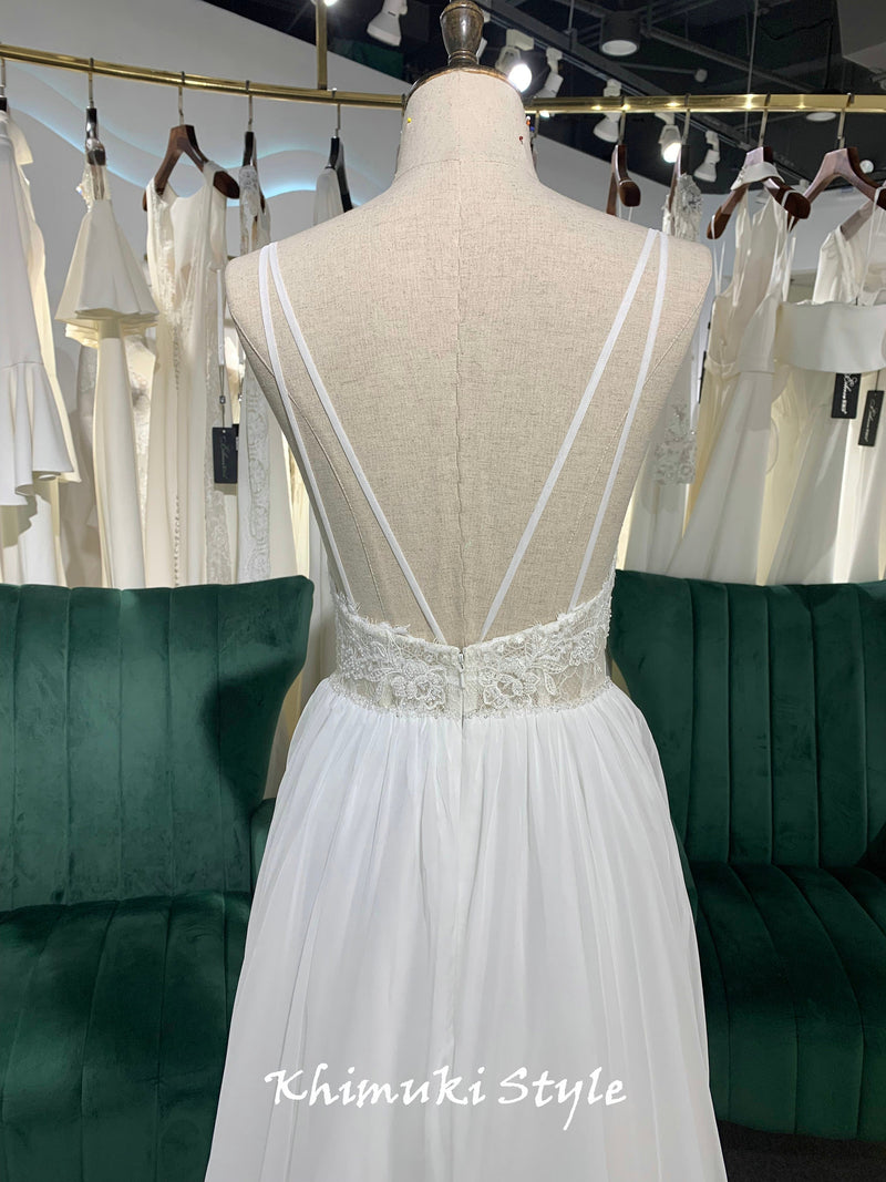 A line Sexy Back Summer Wedding Dress